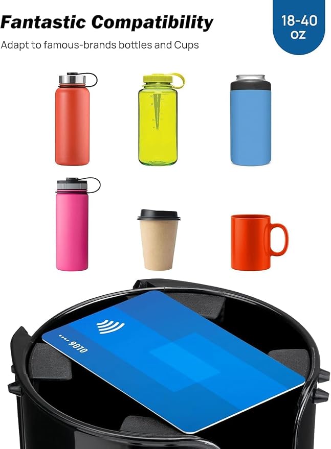 Cup Holder Expander, Expandable Insert Extender, Adapt Most Regular Cup Holder for Car 18-40oz (3.4-3.8 Inch), Hydro-Flask, Yeti, Nalgene (16 40 Oz) Large Water Bottles