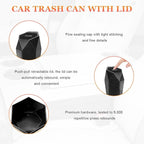 Car Trash Can with Lid, Diamond Design Leakproof Vehicle Cup Holder Garbage Can, Waterproof Trash Bin Mini Portable Garbage Organizer for Cars Homes Offices Bedrooms (Carbon Fiber)