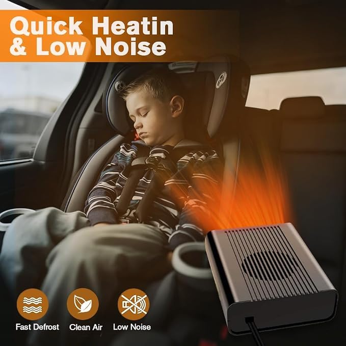 Portable Car Heater, 2026 New upgraded Car Heater for Vehicle,12V Fast Heating Windscreen Defroster Defogger, 150W Car Heater That Plugs into Cigarette Lighter and Cooling Fan for All Cars