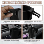 Car Cup Holder Expander, Cup Holder for Car, 2-in-1 Mobile Phone Drink Adapter, Auto Interior Accessories Multifunction Auto Seat Back and Armrest Box Storage Device for Most Vehicles (Black)