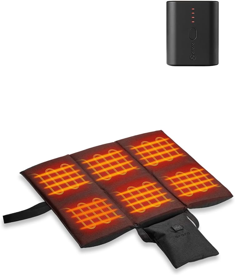 Heated Seat Cushion with Battery Pack, Foldable USB Heated Seat Cover Pads for Office Chair, Stadium, Camping