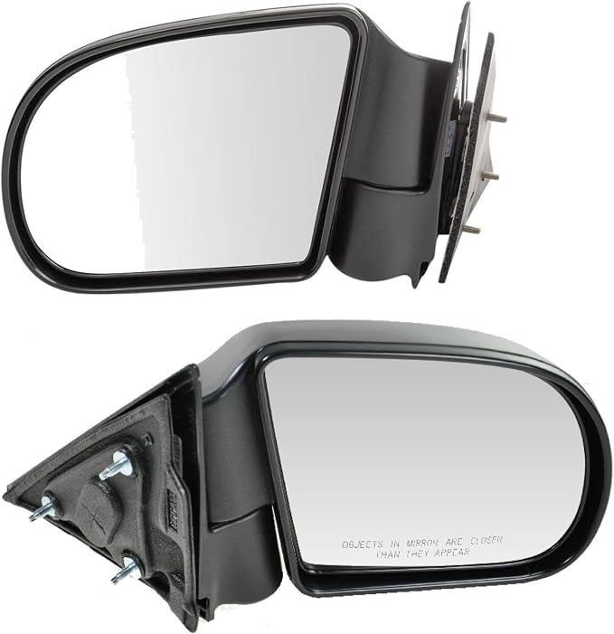 Driver and Passenger Side Mirror Assembly Set Manual Textured Black Foldaway Compatible with 99-05 Chevrolet Blazer 98-04 S10 98-04 GMC Sonoma 99-00 Jimmy 99-01 Oldsmobile Bravada