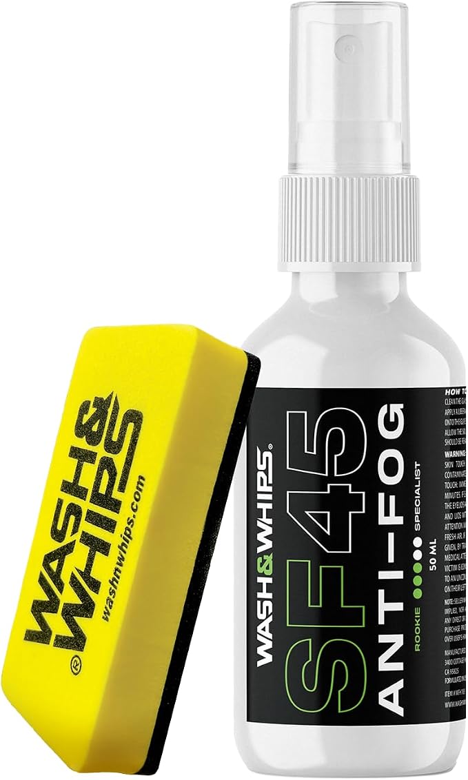 WASH&WHIPS SF45 Anti-Fog for Glass with Applicator Pad, Helps with Visibility on Windshields, Glass, Mirrors, Goggles, and Screens - 50ml