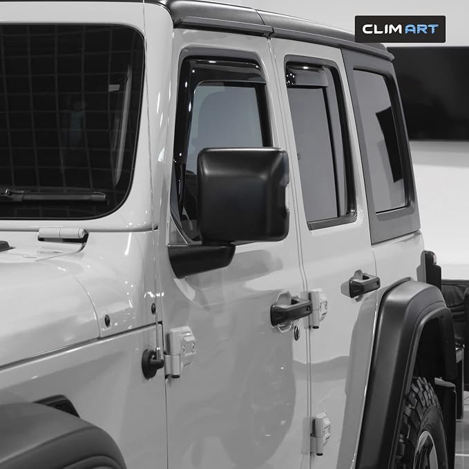 in-Channel Incredibly Durable Rain Guards for Jeep Wrangler JL 2018-2026/Gladiator 2020-2026, Original Window Deflectors, Vent Window Visors, Vent Deflector, 4 pcs. - 618405