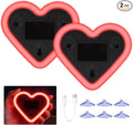 Upgrade Car Light LED Ambient Lights Heart Solar Lights Solar-Powered Heart-Shaped Neon Lights for Car Window Decorative 5 Modes Interior Outdoor Decor (Red)