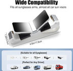 2 Pack Sunglasses Holder for Car, One-Handed-Operation Visor Sunglass Holder Clip, Easy Access Storage for Driving,Universal Fits (Double Holder - White)