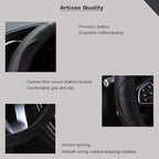 Ultra Fine Carbon Fiber Leather Steering Wheel Cover, Anti Slip and Sun Protective Protect The Steering Wheel, Easy to Install,Universal of 14.5"-15" (Black)
