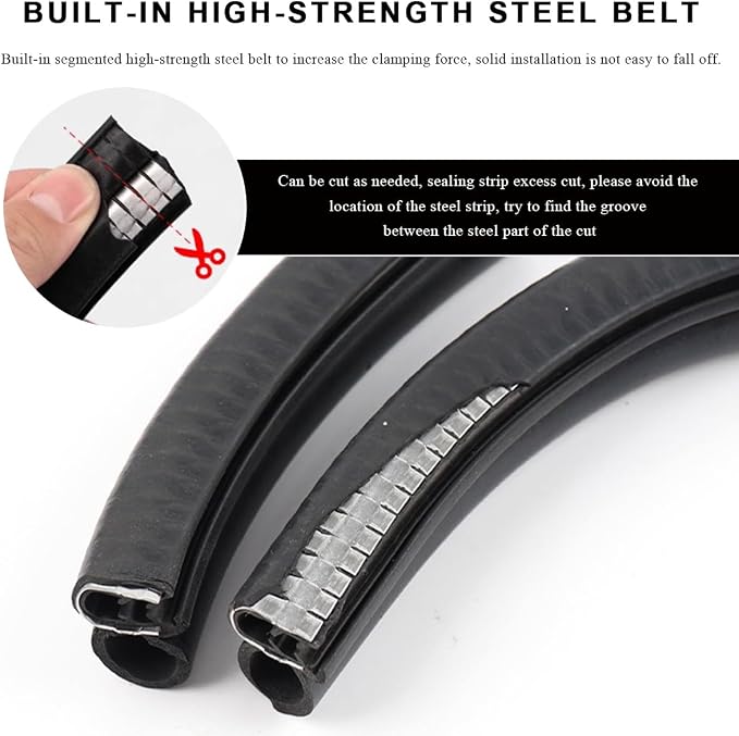 4PCS Car Door Edge Guards, Rubber Sealing Sealed Strip Auto Door Buffer Protector with Side Bulb, Automotive Weather Stripping Edge Trim Seal Strips for Car Truck Boat Camper