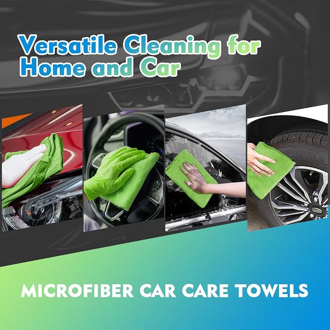 Green Microfiber Cleaning Cloth 20 Pack 11.5 x 11.5 Inch Microfiber Towels for Cars Ultra Absorbent Cleaning Rags Lint Free Cleaning Towels for Household Kitchen, Window Car