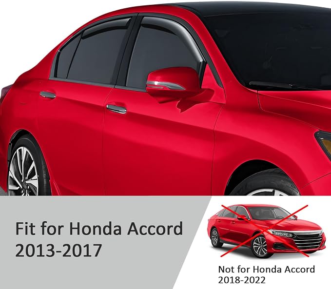 Voron Glass in-Channel Extra Durable Rain Guards for Honda Accord 2013-2017 Sedan, Window Deflectors, Vent Window Visors, 4 Pieces - 200649