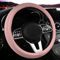 Car Steering Wheel Cover, Universal 15 inch, The Latest Microfiber Leather Breathable Technology Fabric, Non-Slip, Comfortable, Warm in Winter and Cool in Summer,Pink