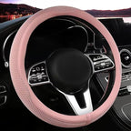 Car Steering Wheel Cover, Universal 15 inch, The Latest Microfiber Leather Breathable Technology Fabric, Non-Slip, Comfortable, Warm in Winter and Cool in Summer,Pink