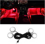 Car Interior LED Lights, Automotive Ambient Neon Light Kit with USB Port, Car Accessories, Gifts for Men and Women, 4 in 1 Decoration Lights for Car, Garden, Home, Party（Red）