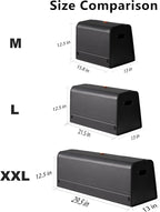 XDV Trunk Organizers, Car Organizers, Storage Solutions, and Car Storage Organizers for SUVs, Sedans, Back Seats, and Luxury Vehicles with Lid, Leather, Small, Large Car shoes box (Plain Black, M)