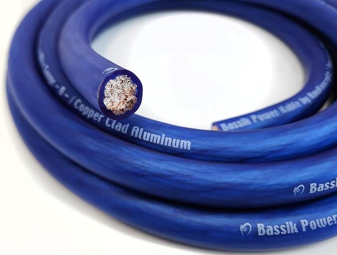 Bassik 1/0 Gauge AWG Primary Automotive Battery Power/Ground Wire Cable - Blue 10 Feet