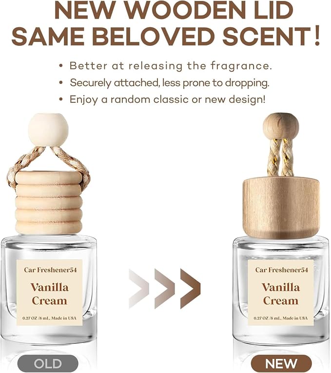 C Classy Hanging Car Air Freshener 2 Pack, Vanilla Cream Essential Oil Diffuser, Long-Lasting Fragrance, Cute Glass Bottle Car Accessories for Women & Men, Made in USA