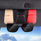 Sunglasses Holders for Car Sun Visor, Leather Eyeglasses Hanger Mounter, Magnetic Glasses Holder and Ticket Card Clip, Auto Interior Accessories Universal for SUV Pickup Truck