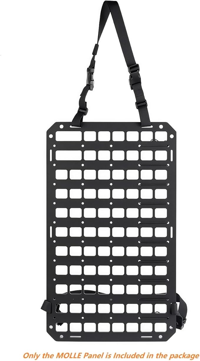 Rigid MOLLE Panel for Car Seat Back Organizer Vehicle EDC Tactical Gear Holder Pouch Holster Mount Rack Modular Storage Plate Auto Interior Accessories for Truck Pickup SUV Van