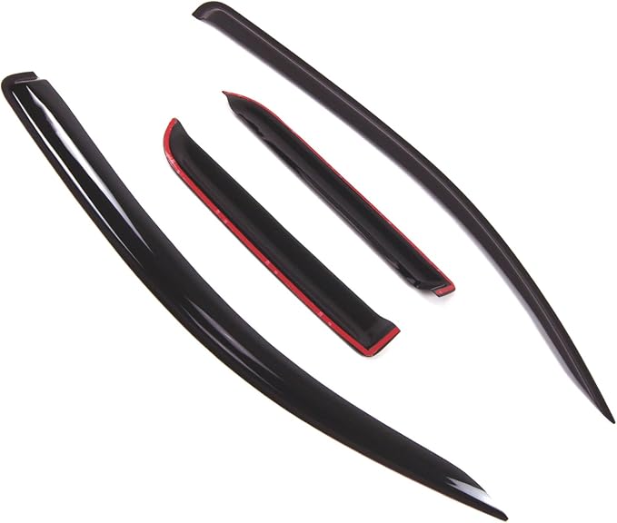 Outside Mount Window Vent Visors Rain Guards Compatible with Toyota Tundra Double Cab 2007-2016 | Side Window Wind Deflectors Rain Shields | Smoke Tinted, 4 Pcs Set, DGWV-462