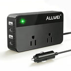 200W Car Power Inverter, 12V DC to 110V AC Car Inverte with 4 USB Fast Charging Port(2xUSB A, 2xUSB C)- Car Charger Cigarette Lighter Adapter for Phone, Laptop and Small Devices on Road Trip