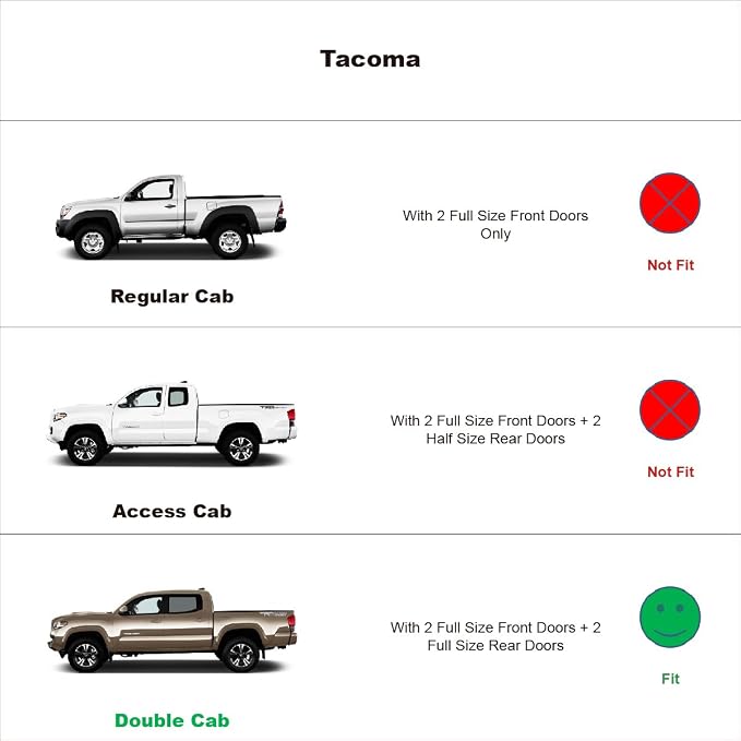 in-Channel Vent Deflectors Window Visors rain Guards for 2016-2023 Toyota Tacoma Crew Double Cab, 194768 4pcs