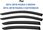 Window Visors Rain Guards for 2014-2018 Mazda 3 Sedan, Out-Channel Window Vent Wind Deflectors Visors Shades for 14-18 Mazda 3 Hatchback