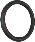 Ergonomic Steering Wheel Cover/Protector for Small Size Steering Wheels in Cars, SUVs, Boats (13.5-14.5") - Grip Drive Pro Comfort Grip (Black/Red Stitching)