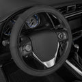 Perforated Microfiber Leather Steering Wheel Cover for Cars Trucks SUVs Vans, Sporty Racing Improved Grip Anti-Fatigue Ergonomic Design, Airbag Compatible - Fits Standard 15" Inch - Black