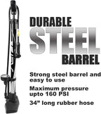 BV Bicycle Pump Durable Bike Floor Pump 17/24 inch Smart Valve Head, 160 psi, Automatically Reversible Presta and Schrader