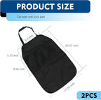 2PCS Kick Mat Back Seat Protector, Seat Back Kick Mat Organizer for Kids with 2 Pocket Storage Organizer, Waterproof Car Backseat Protective Covers for Car, SUV, Minivan or Truck (Black)