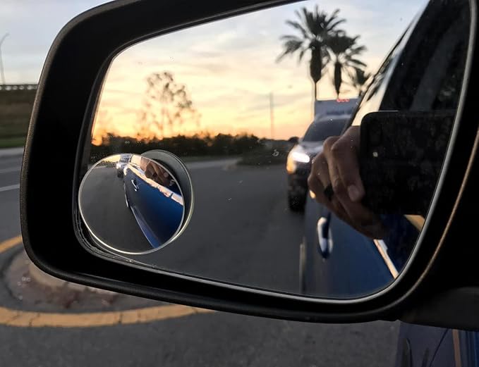 Blind Spot Mirror, 2" Round HD Glass Frameless Convex Rear View Mirror, Pack of 2
