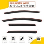 Rain Guards Compatible with 2015-2025 Ford Edge Tape-On Vent Deflector Window Visors Car Accessories 4pcs Out-Channel Smoke Tint