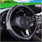 15 Inch Car Leather Steering Wheel Cover, Automotive Accessories Elastic Breathable Anti-Slip Soft Wheel Protector Fits Men and Women, Suitable for SUVs, Trucks, Vehicles and RVs (Gray)