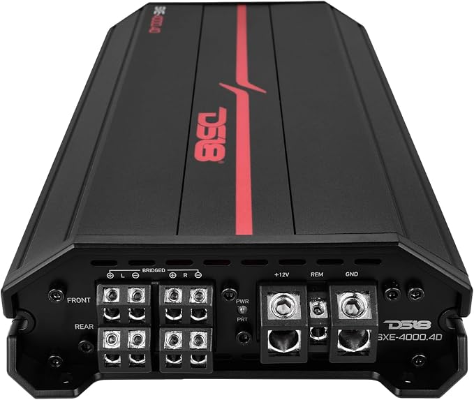SXE-4000.4D/BK Car Amplifier Stereo Full-Range Class D 4-Channel 275x4 RMS @4 OHM 4000 Watts - Powerful and Compact Amp for Speakers in Car Audio System