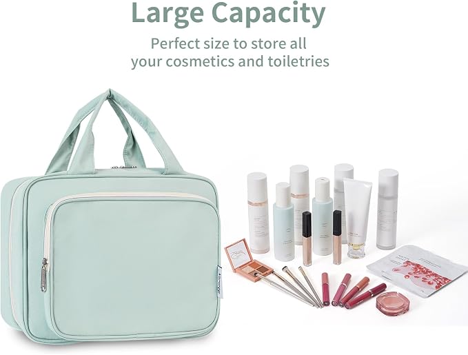 Hanging Toiletry Bag for Women Travel Makeup Bag Organizer Toiletries Bag for Travel Size Essentials Accessories Cosmetics (Mint Green (Medium))