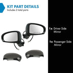 2 Piece Driver and Passenger Side Mirror Assembly Set Electric Adjustment Heated No Memory Black Compatible with 2010-2015 Toyota Prius TO1320262 TO1321262