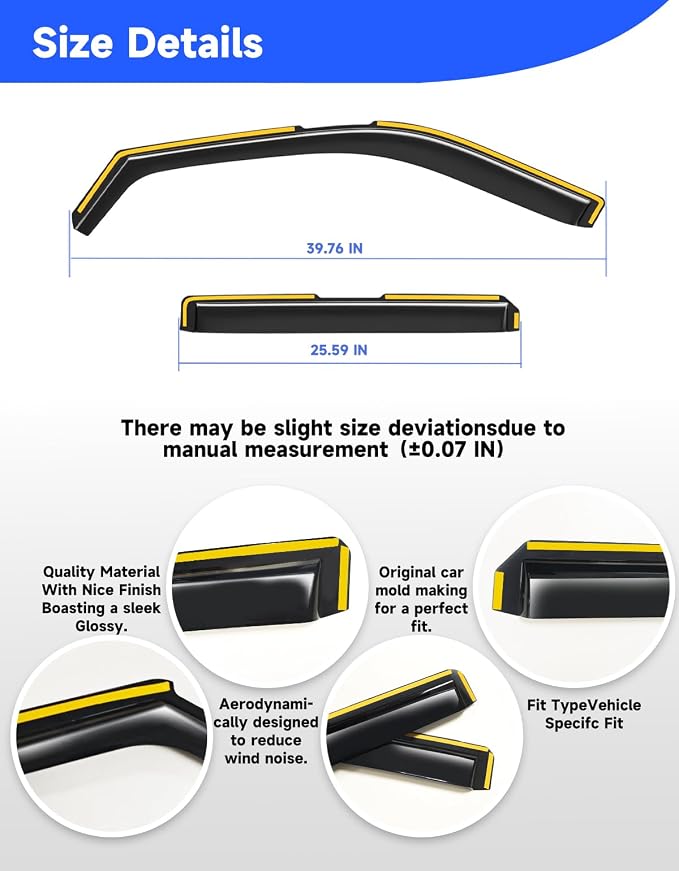 in-Channel Window Rain Guards Fit for Ford Explorer 2011 2012 2013 2014 2015 2016 2017 2018 2019, Extra Durable Visors Vent Visors Window Deflector Vent Shades Car Accessories -4 pcs
