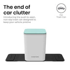 Mini Car Trash Can with Press Lid, 3L / 0.79 Gallon Small Garbage Bin, Foldable Leak-Resistant Design with Weighted Non-Slip Base for Car Floor & Center Console (White & Green)
