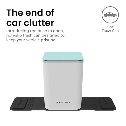 Mini Car Trash Can with Press Lid, 3L / 0.79 Gallon Small Garbage Bin, Foldable Leak-Resistant Design with Weighted Non-Slip Base for Car Floor & Center Console (White & Green)