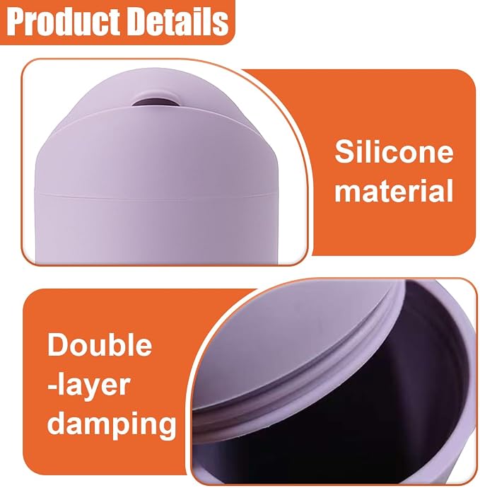 Car Trash Can with Flip Lid, Mini Portable Silicone Auto Cup Holder Garbage Bin, Leakproof Vehicle Trash Storage, Universal Car Accessories for SUV Truck Van Home Office(Purple)