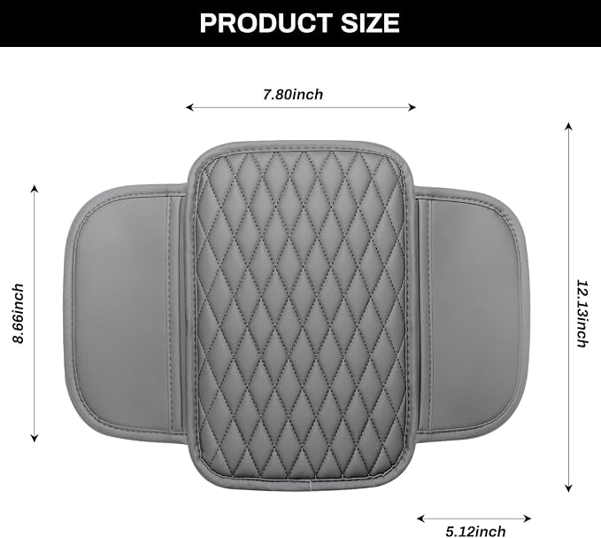 Car Center Console Cover Upgraded Microfiber Leather Car Arm Rest Cover with 2 Storage Bags Universal Armrest Cover for Car Storage Box Car Interior Accessories Protector for Most Vehicle-Gray