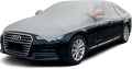 Half Car Cover Top for Large Sedan L, UV Protection Roof & Windshield Sun Shade with Cotton Liner, Heat Resistant Half Vehicle Cover for Sun, Rain, Dust and Bird Droppings, Fits Most Full Size Sedans
