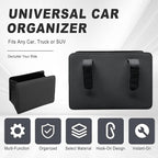 Foldable Car Trash Can, Leather Waterproof Garbage Organizer Holder for Car Interior Hanging with One Trash Bag, Hanging Dustbin Container for Truck & SUVs (Black)