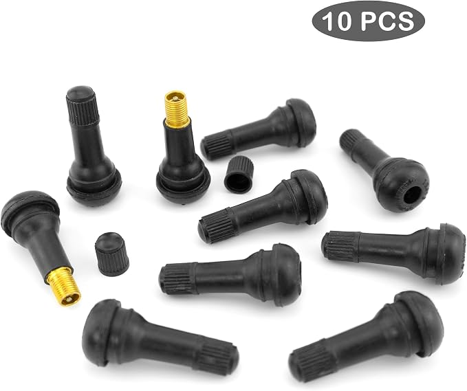 10 PCS TR413 Rubber Snap-in Tire Valve Stems Sturdy Replacement Tyre Valves Stems for 0.453" Tubeless Rim Holes on Cars, Go-Karts, Trucks, Lawn mowers, Trailers