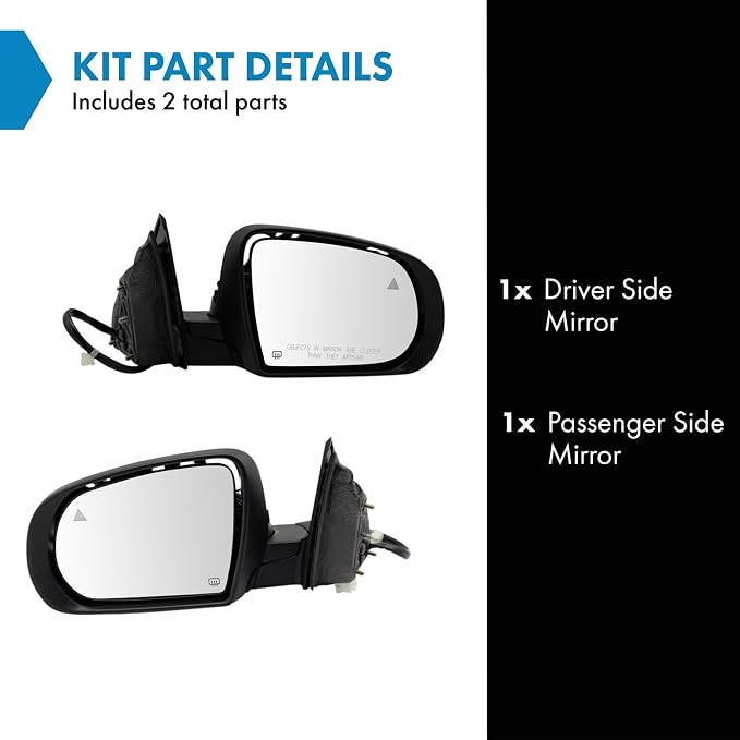 Driver & Passenger Side Mirror Set Power Heated Manual Folding Turn Signal Blind Spot Puddle Light Paint to Match Compatible with 2014-2018 Jeep Cherokee CH1320428 CH1321428