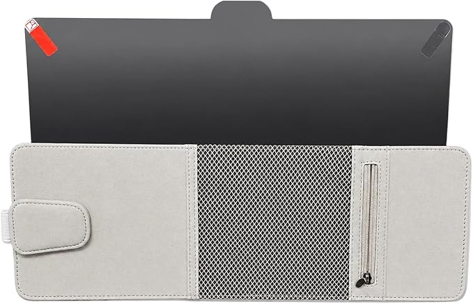 Craedli Car Sun Visor Extender Organizer, 2 in 1 Anti-Glare Sunshade with Magnetic Sunglasses Holder & Mesh Pouch, Multifunctional Adjustable Auto Interior Storage Accessories (LightGray)