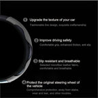 Ultra Fine Carbon Fiber Leather Steering Wheel Cover, Anti Slip and Sun Protective Protect The Steering Wheel, Easy to Install,Universal of 14.5"-15" (Grey)