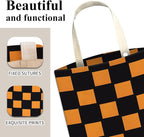 Car Trash Can, Cute Car Trash Bag, Hanging Car Organizer and Storage Bag, Trash Bin for Car Accessories, Vehicle, Travelling, Camping Orange Black Checkerboard