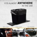 Car Trash Can with Stability Wings – Leakproof Portable Garbage Bin for Fabric & Rubber Mats – Compact Durable Plastic Auto Organizer for Cars, SUVs, Trucks (Black, Large)