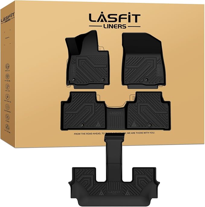 Floor Mats for Kia Telluride 2027 (Only Fit Gas, Not Fit Hybrid), All Weather TPE Custom Fit Floor Liners 1st & 2nd & 3rd Row Car Mats Accessories, Black